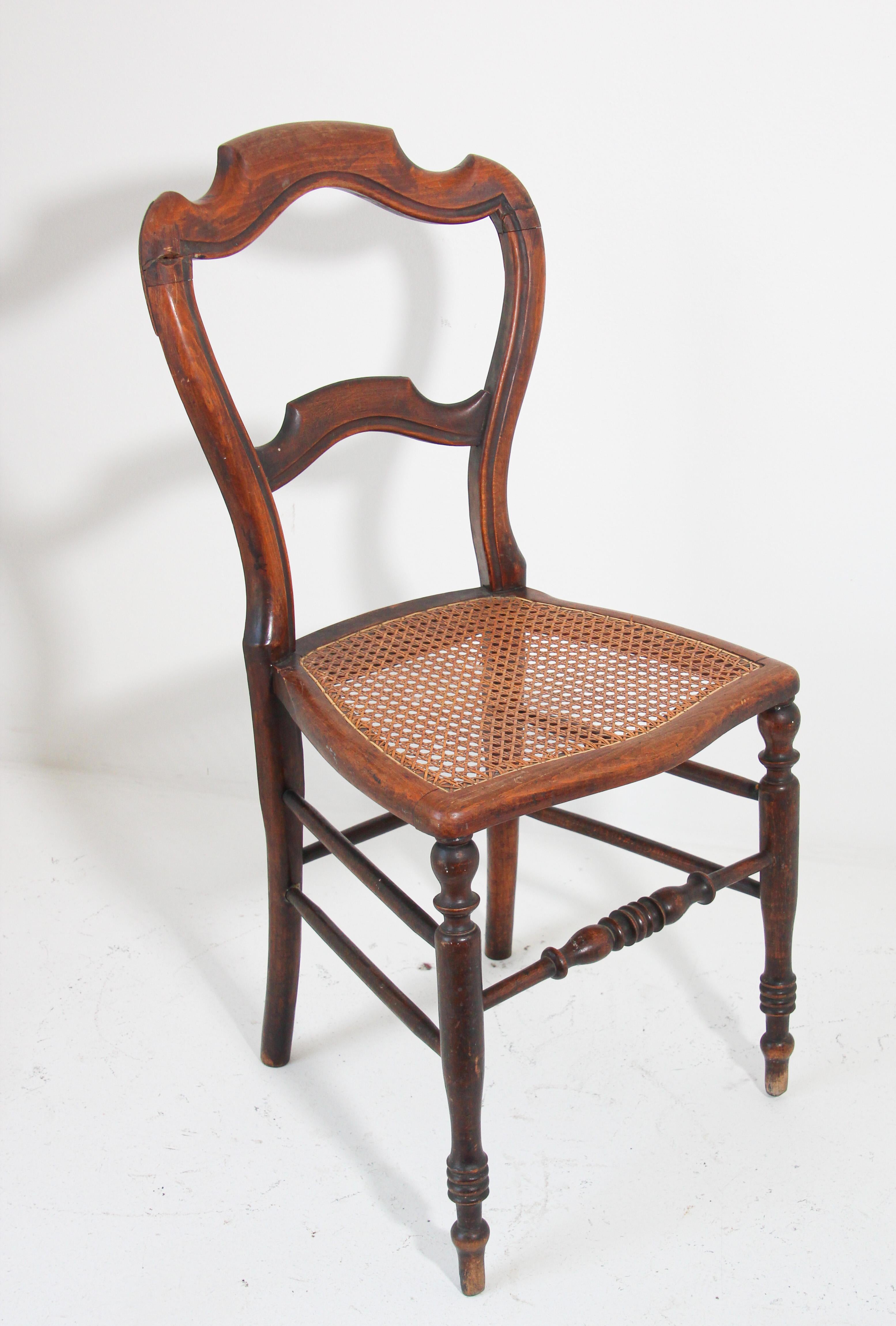 19th Century French Provincial Walnut Caned Chair 6