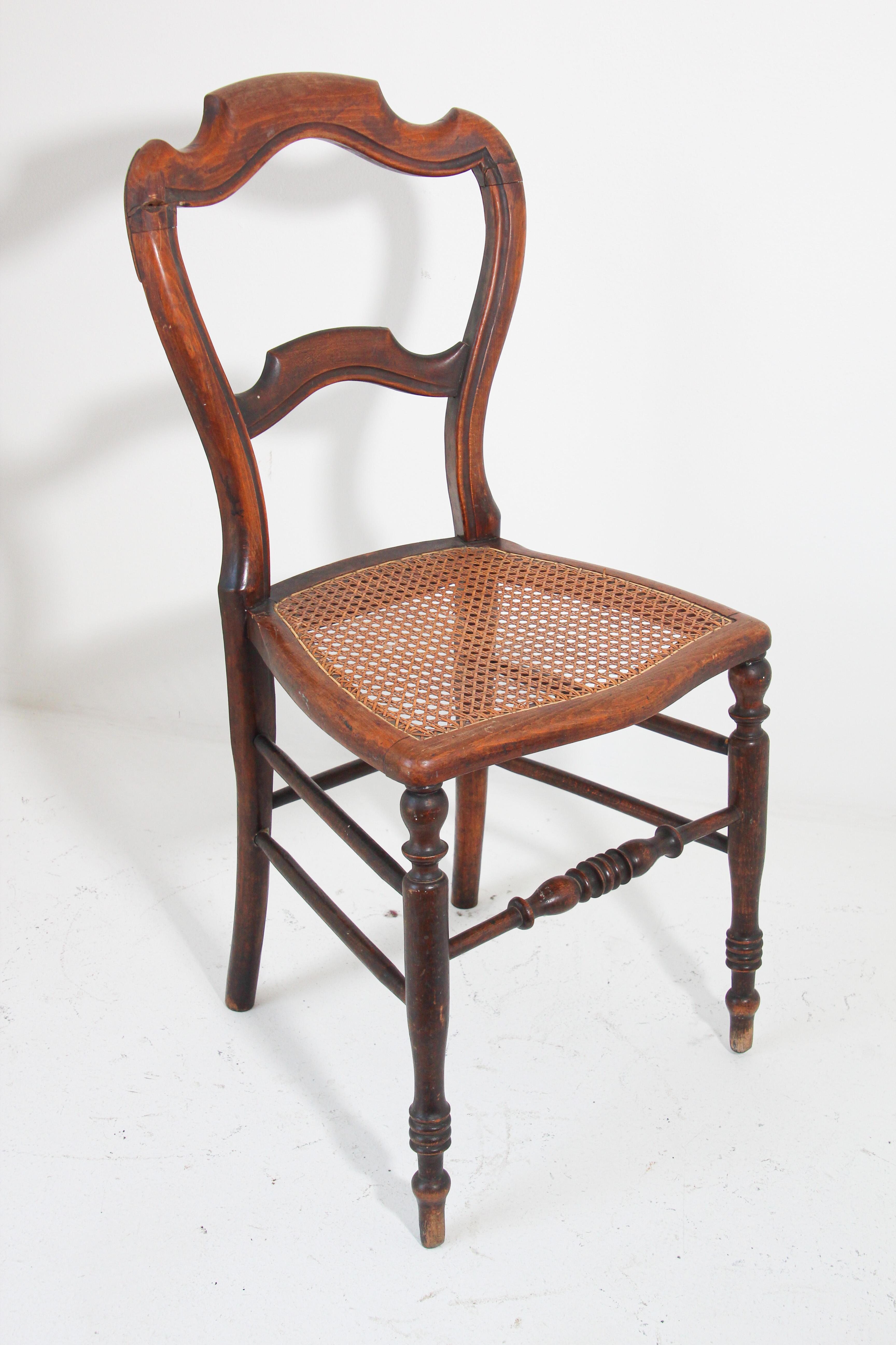 19th Century French Provincial Walnut Caned Chair 7