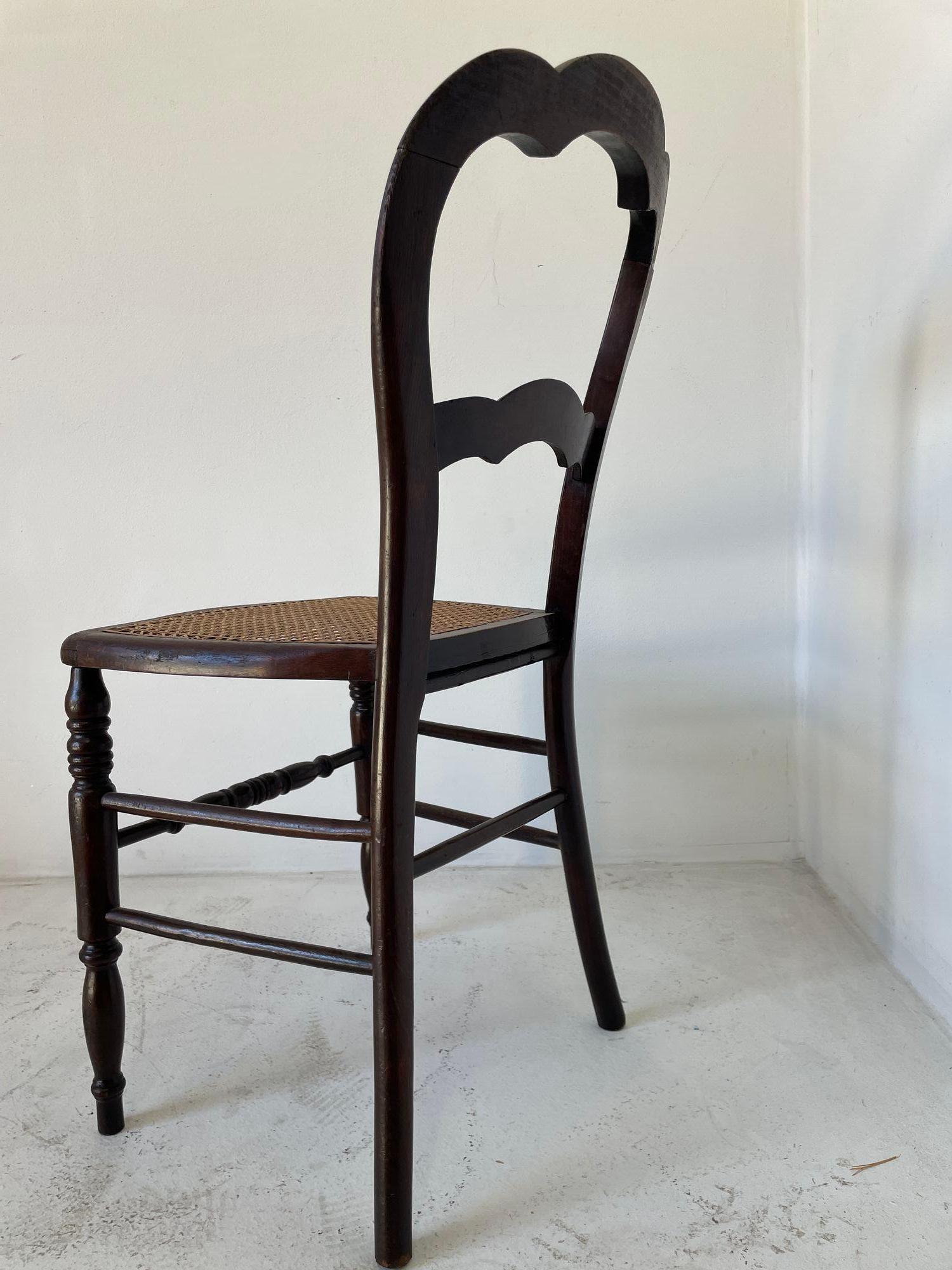 19th Century French Provincial Walnut Caned Chair For Sale 2