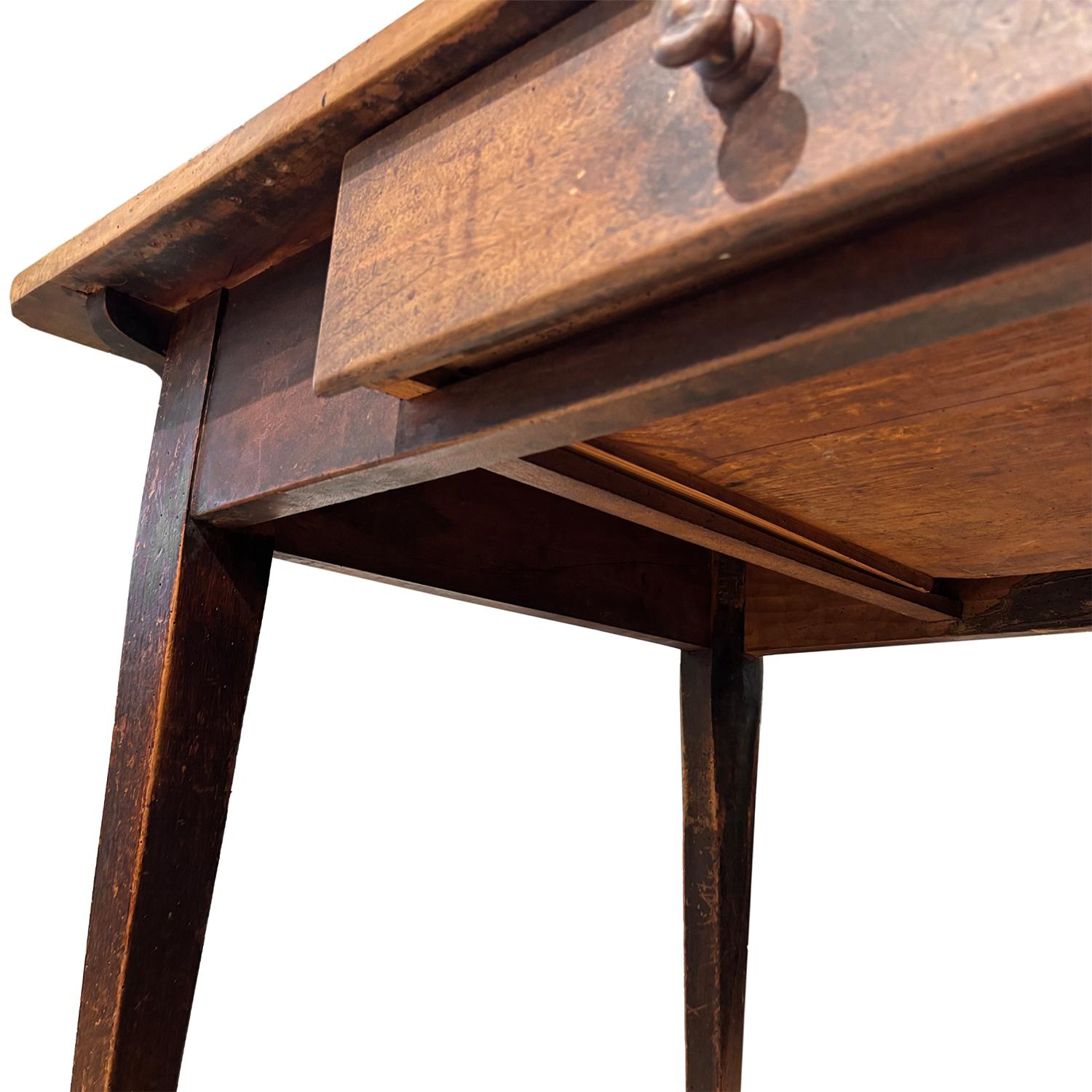 19th Century French Provincial Walnut End Table - Antique Rectangular Farm Table For Sale 9