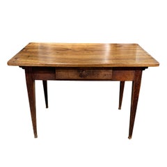 19th Century French Provincial Walnut End Table - Antique Rectangular Farm Table