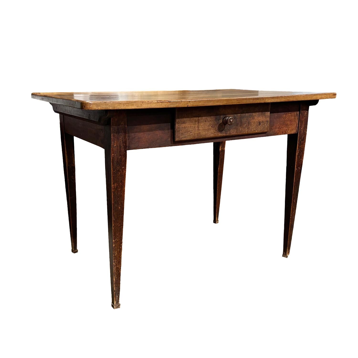 19th Century French Provincial Walnut End Table - Antique Rectangular Farm Table For Sale 1