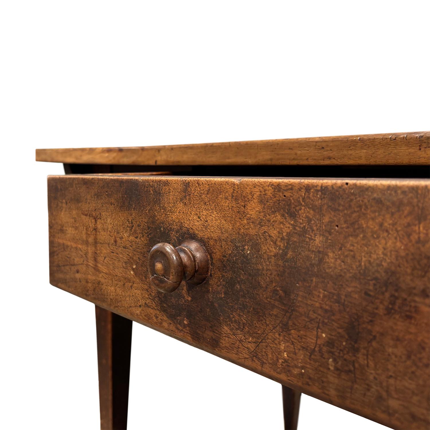 19th Century French Provincial Walnut End Table - Antique Rectangular Farm Table For Sale 4