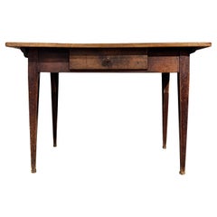 19th Century French Provincial Walnut End Table - Antique Rectangular Farm Table