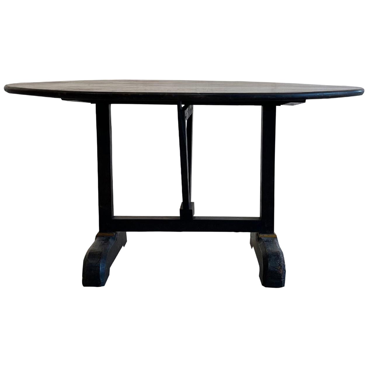 Mesa plegable de nogal provincial francés del siglo XIX - Mesa de centro antigua