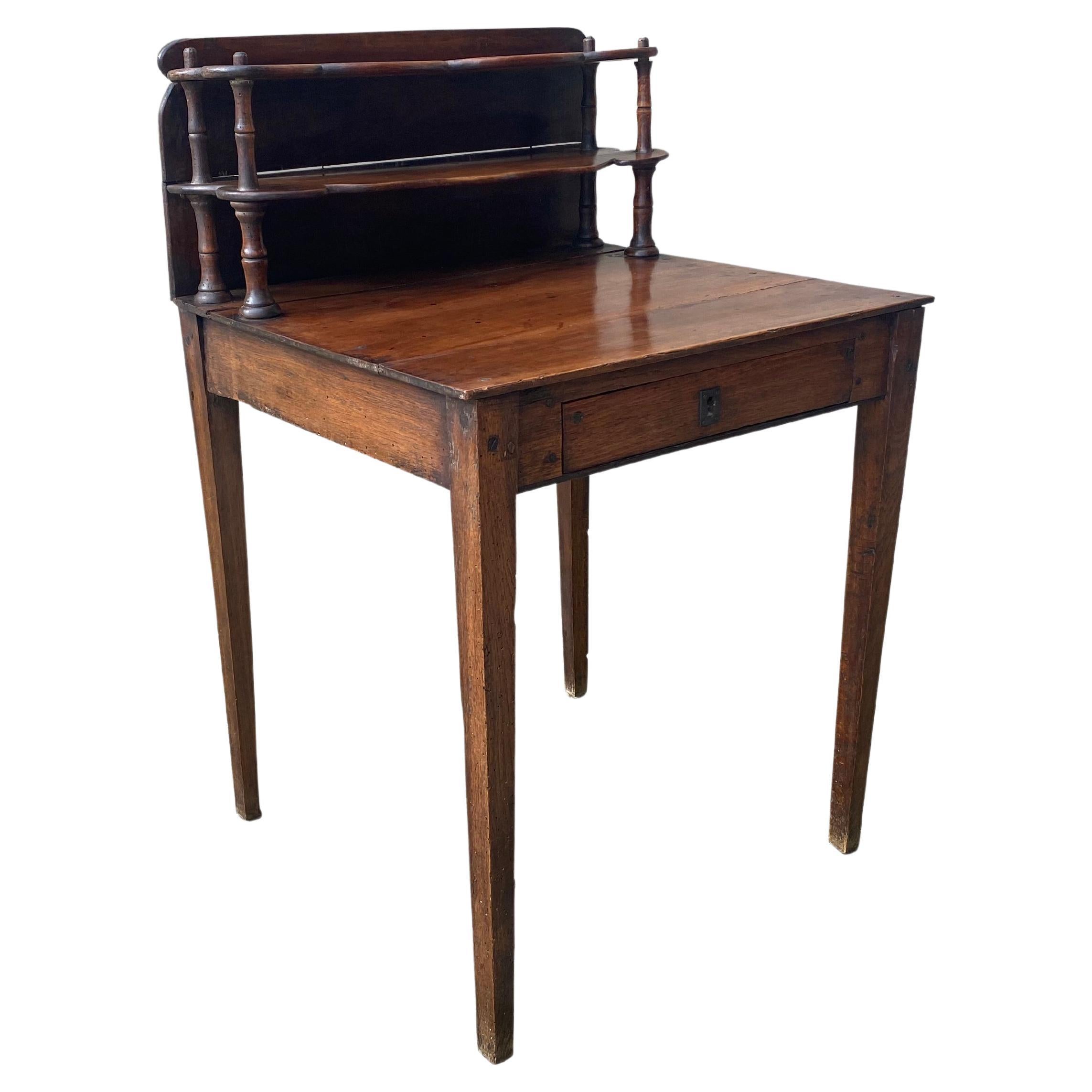 19th Century French Provincial Walnut Writing or Dressing Table For Sale