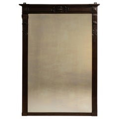 19th Century French Provincial Wood Mirror with Glass Accents