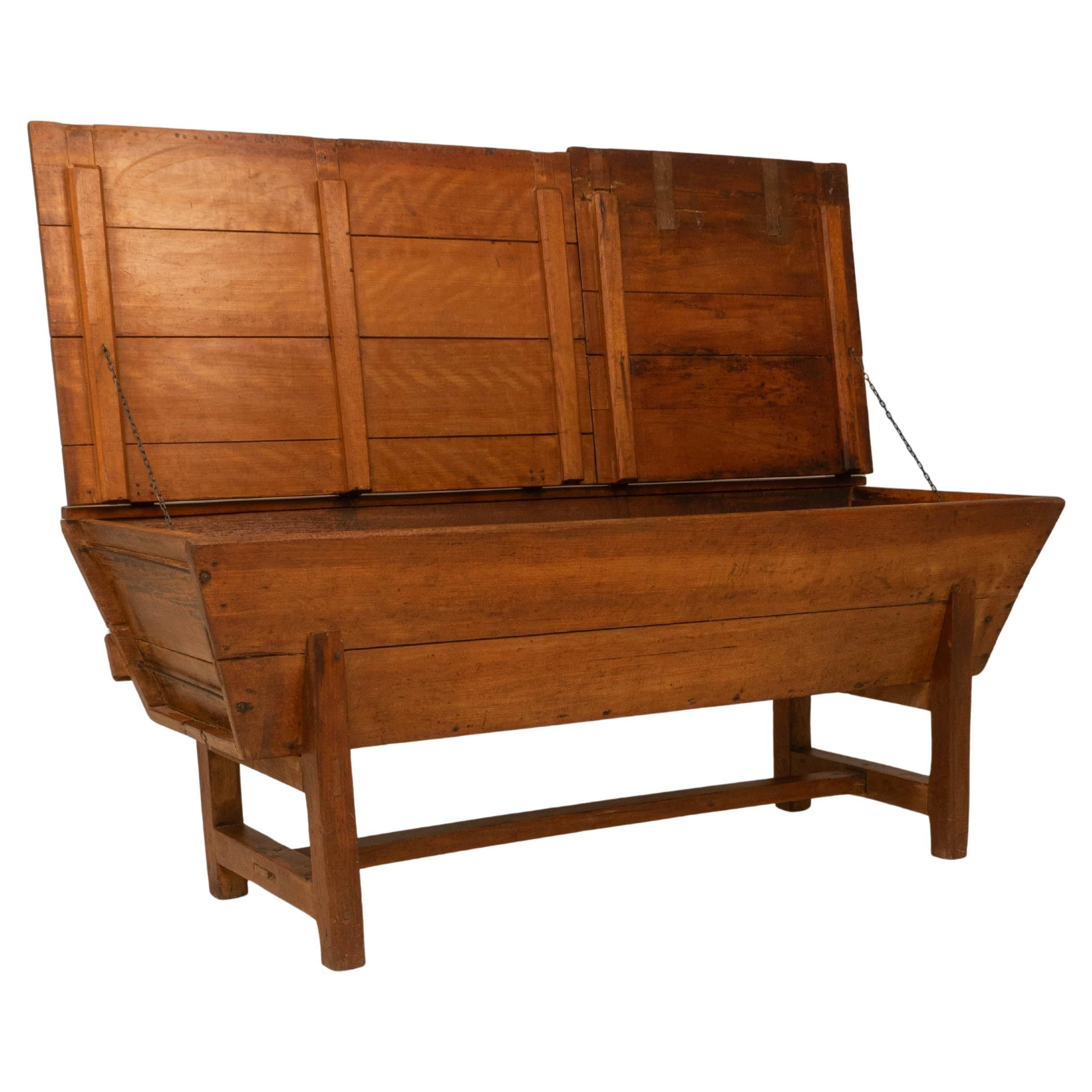 19th Century French Provincial Wooden Dough Bin on Stand