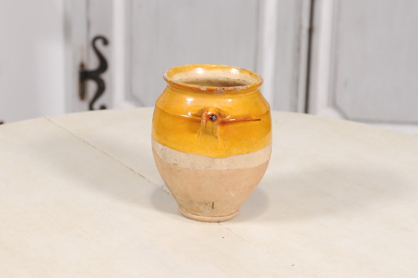 Pottery 19th Century French Provincial Yellow Glazed, Double Handles Pot à Confit