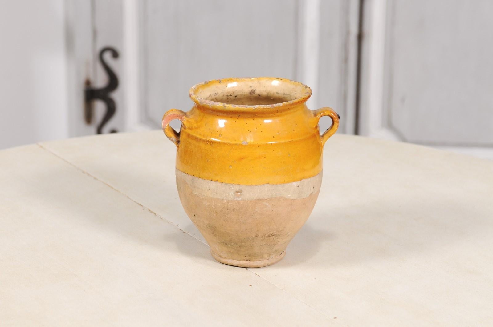 19th Century French Provincial Yellow Glazed, Double Handles Pot à Confit 2