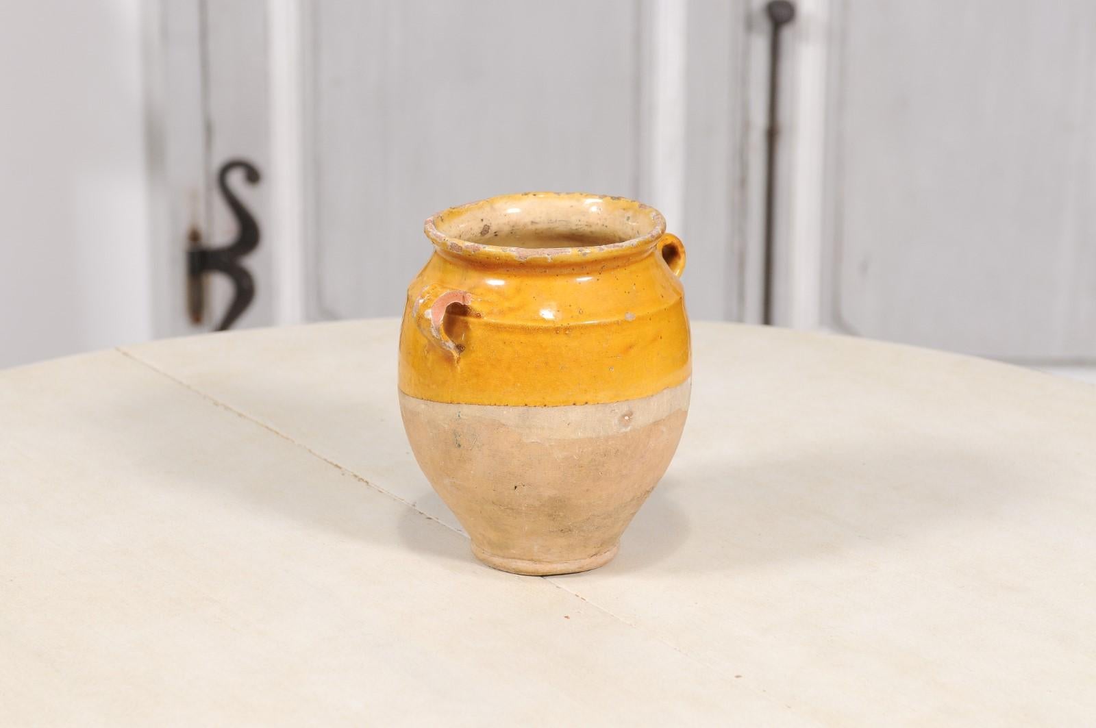 19th Century French Provincial Yellow Glazed, Double Handles Pot à Confit 4