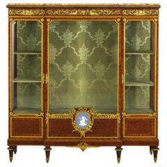 19th Century, French Wood Vitrine with Gilt Bronze