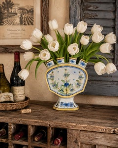 19th Century French Quimper Faience Tulip Vase Tulipiere