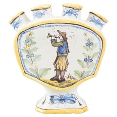 19th Century French Quimper Faience Tulip Vase Tulipiere