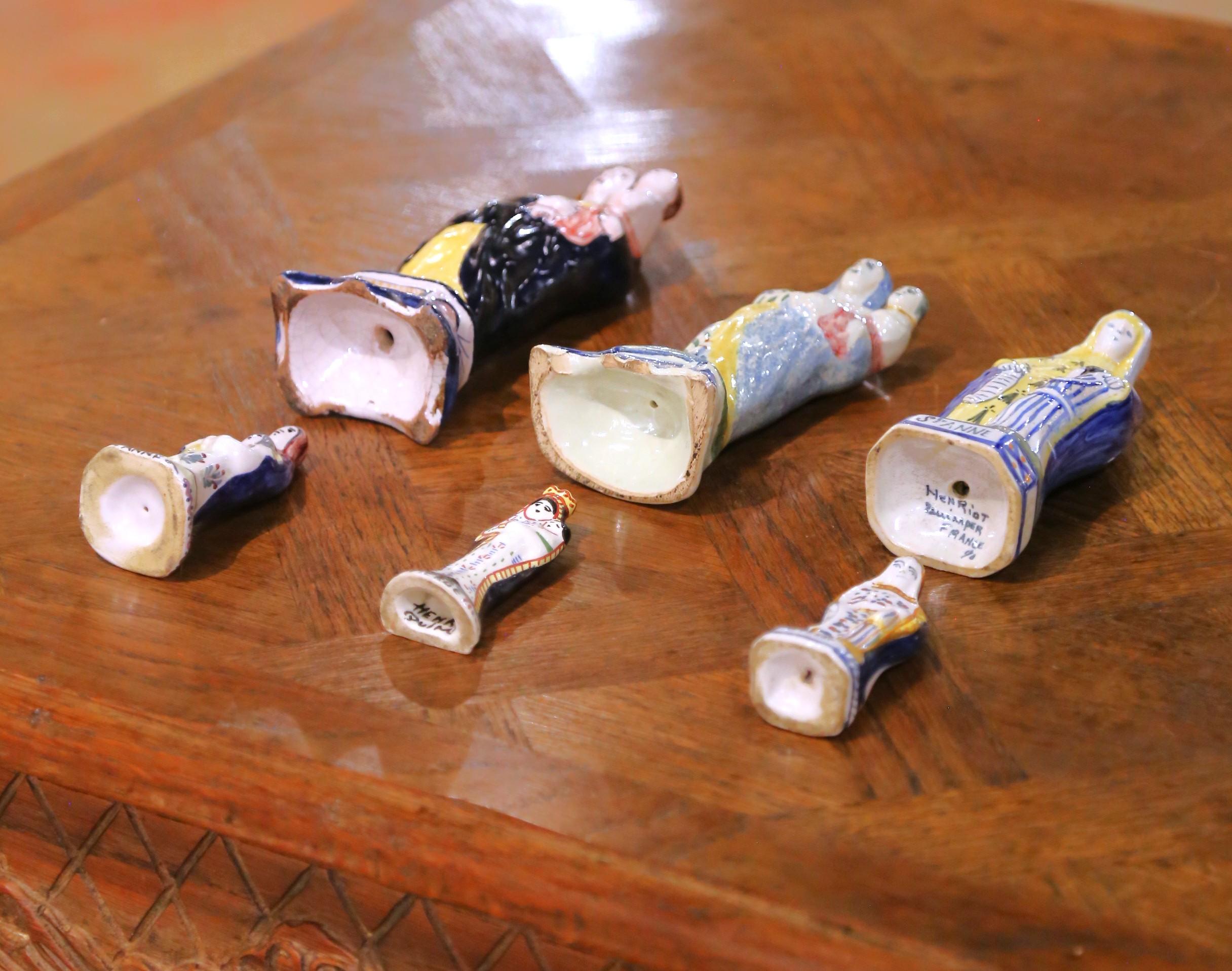 19th Century French Quimper Faience Virgin Mary and St. Anne Figures, Set of Six en venta 7