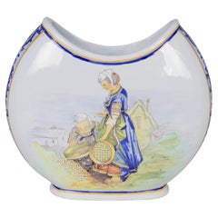 Antique 19th Century French Quimper Porquier Beau Faience Vase