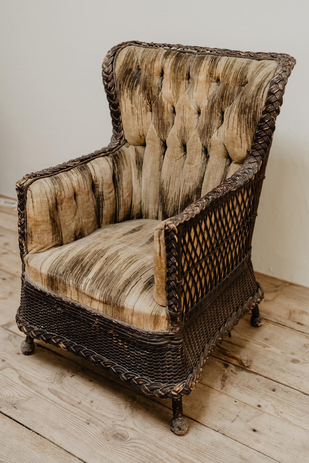 Poltrona in rattan francese del XIX secolo in vendita 2