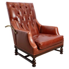 19th Century French Reclining Armchair in Italian Leather, 1880