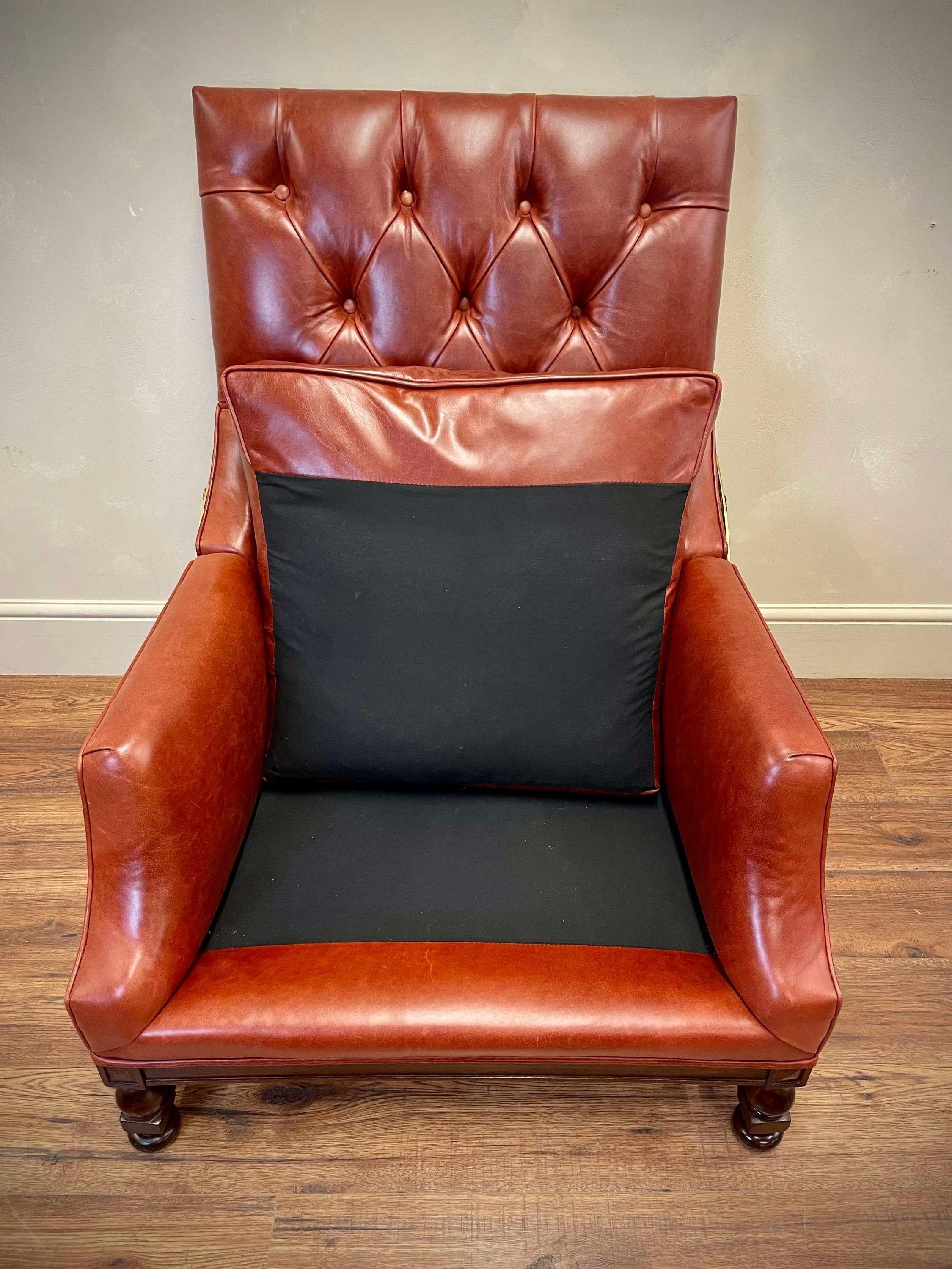 19th Century French Reclining Leather Armchair For Sale 2