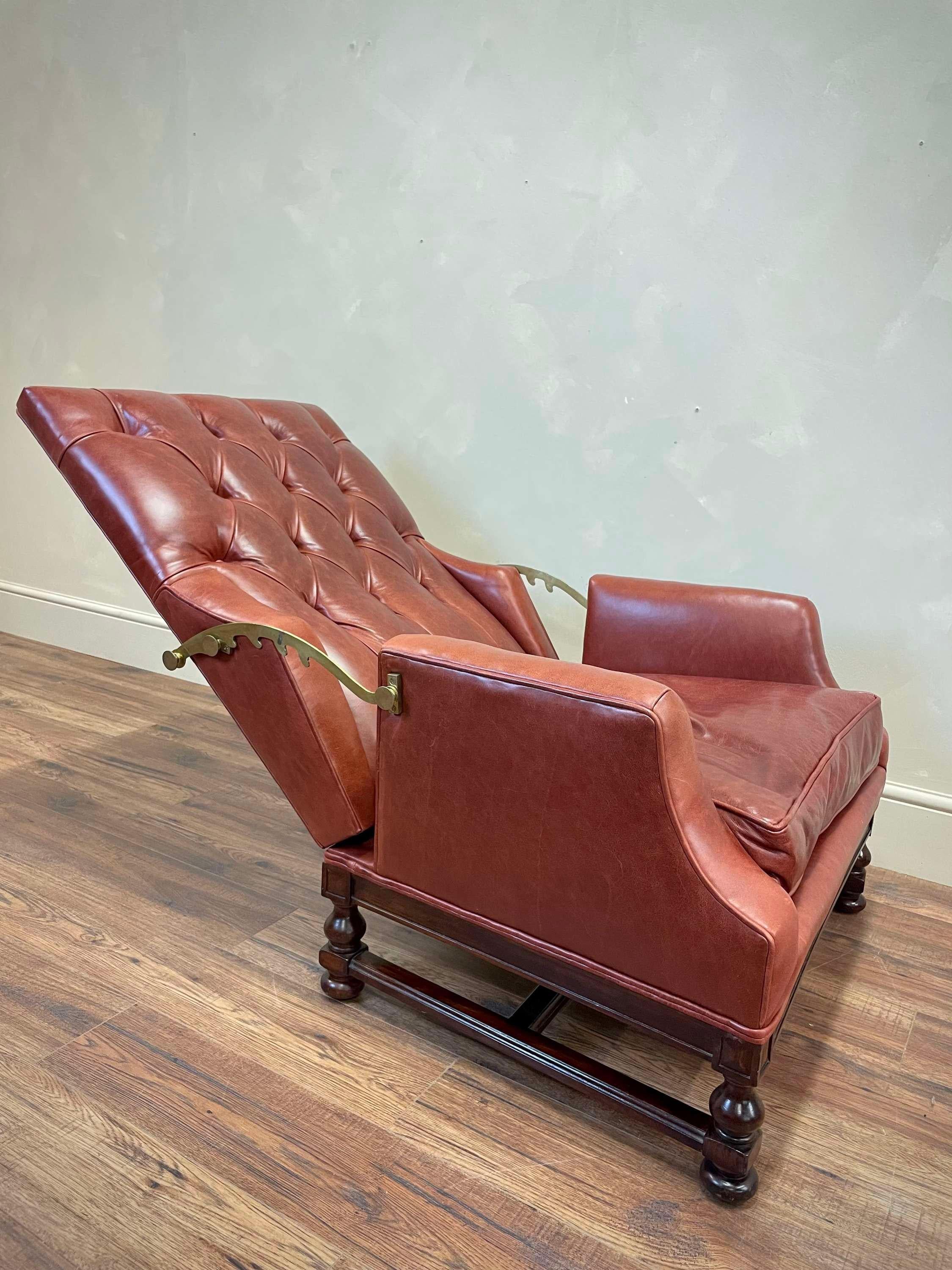 19th Century French Reclining Leather Armchair For Sale 5