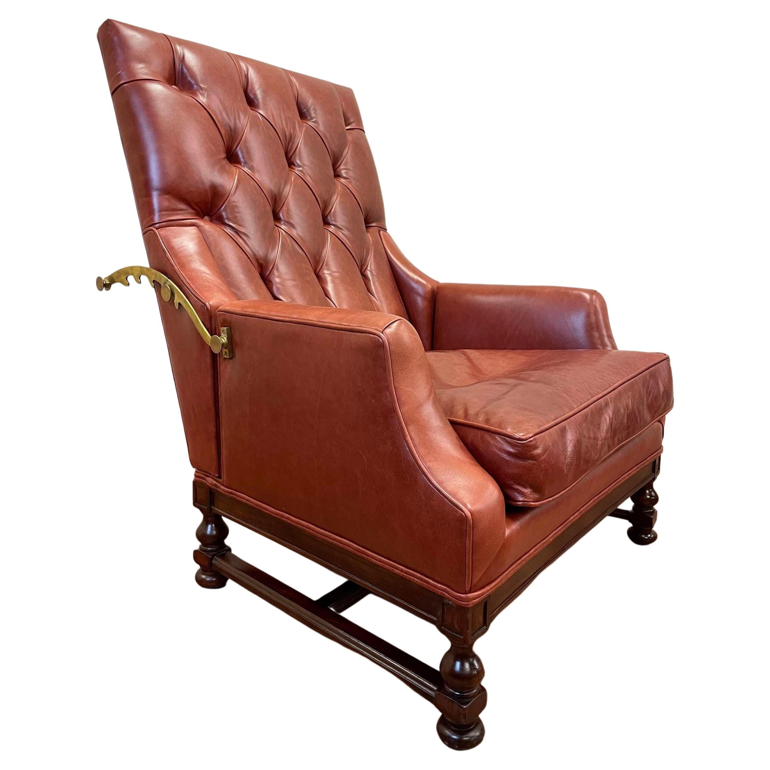19th Century French Reclining Leather Armchair For Sale
