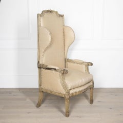 19th Century French Reclining Wing Chair