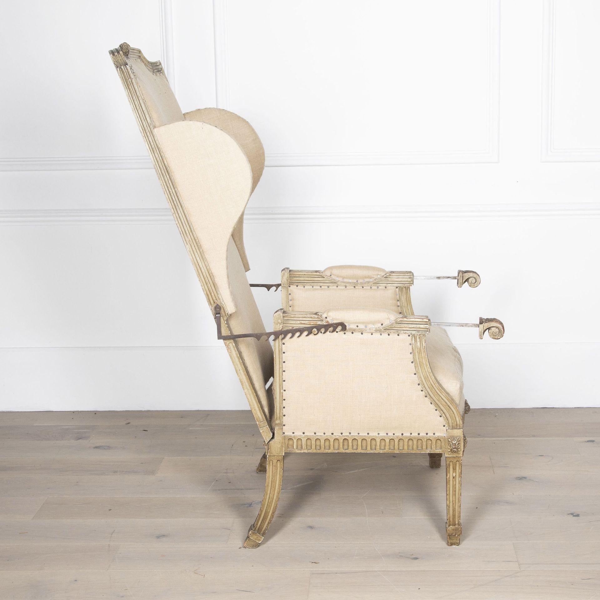 Louis XVI 19th Century French Reclining Wing Chair For Sale