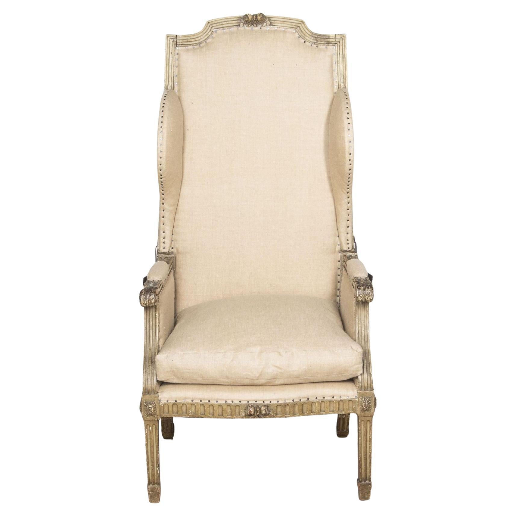 19th Century French Reclining Wing Chair