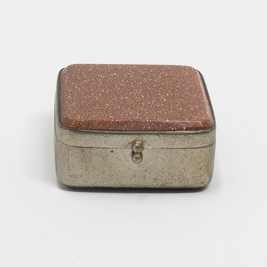 19th century French red aventurine top silver box.