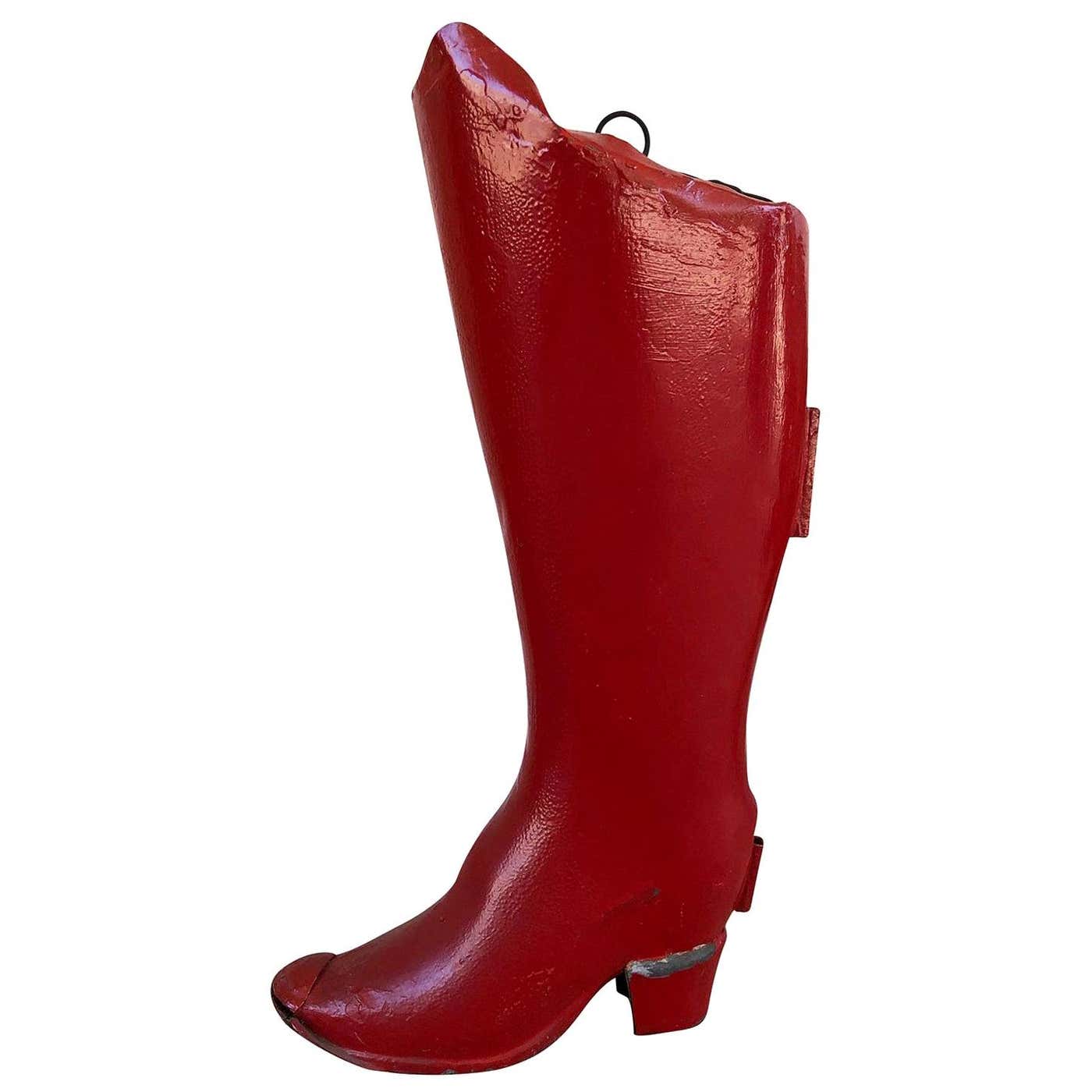 19th Century French Red Boot Maker Store Sign, Antique Parisian Metal ...