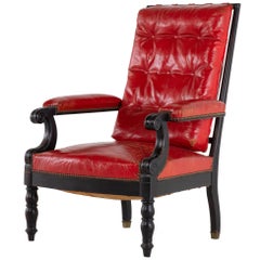 19th Century French Red Leather Armchair