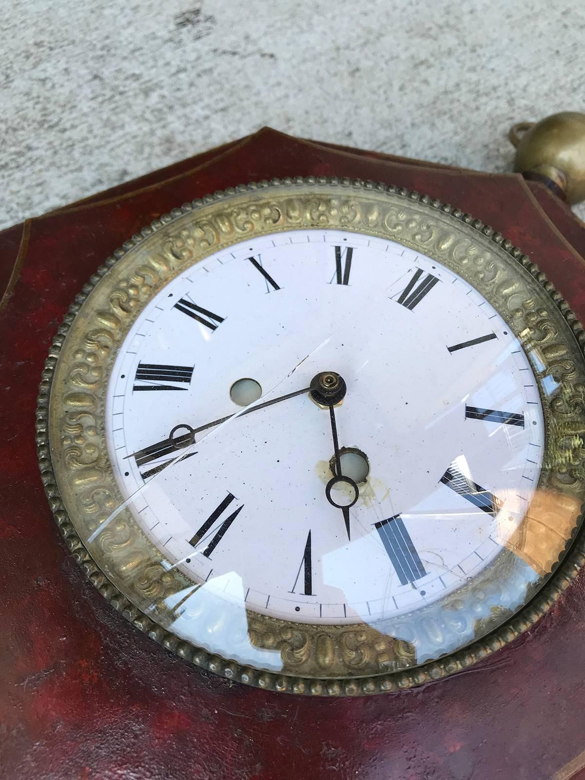 Tôle 19th Century French Red Tole Clock