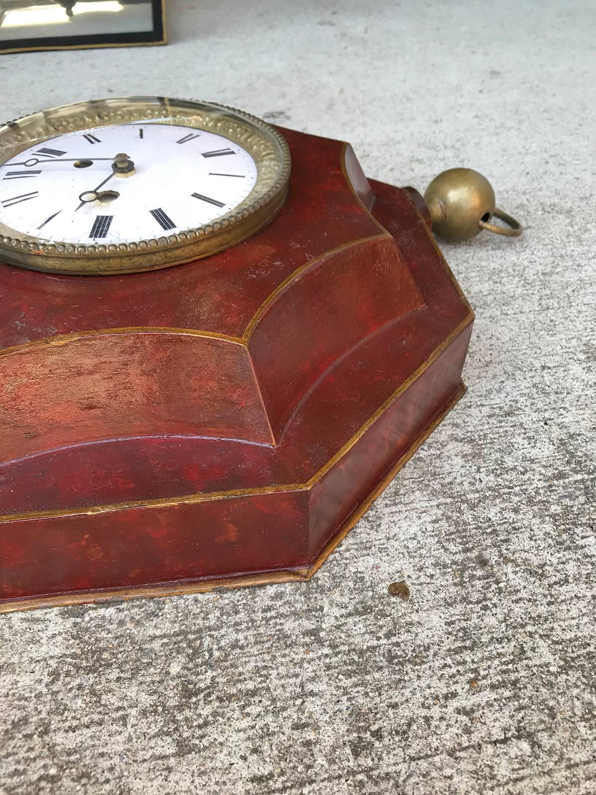 19th Century French Red Tole Clock 1