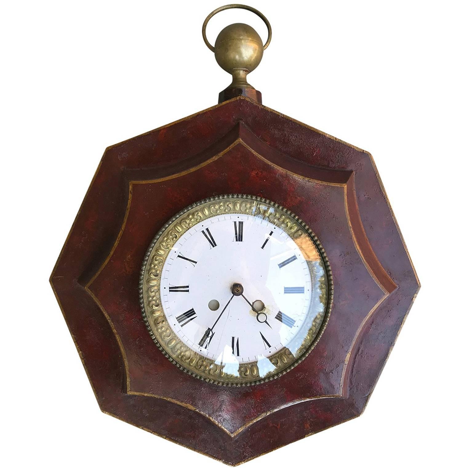 19th Century French Red Tole Clock