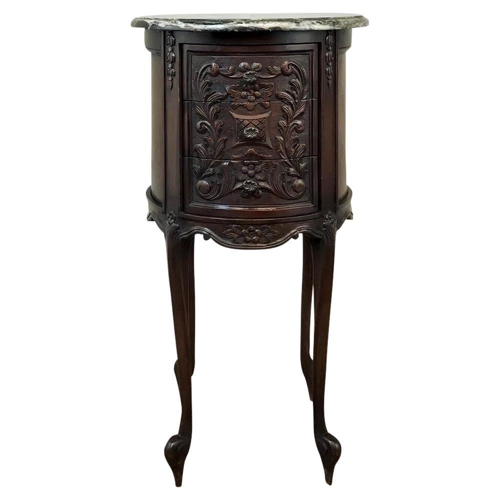19th Century French Regence Marble Top Nightstand ~ End Table