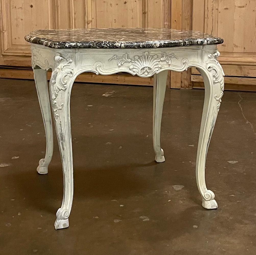 Louis XV 19th Century French Regence Painted Marble Top Table For Sale