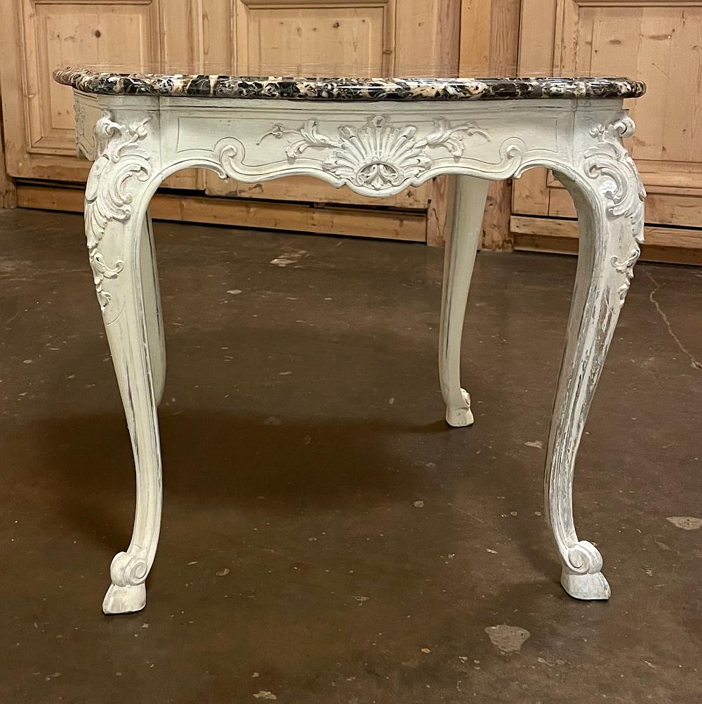 19th Century French Regence Painted Marble Top Table For Sale 1
