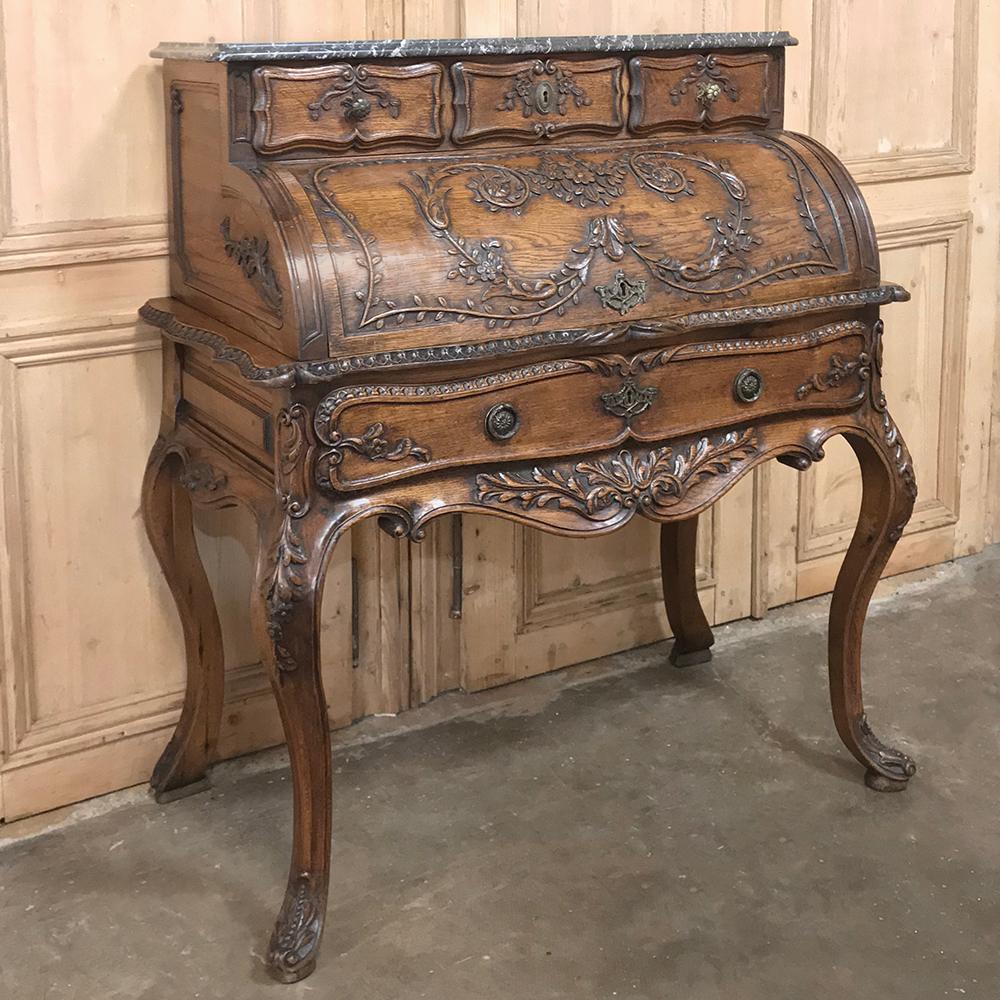 Hand-Carved 19th Century French Regence Roll Top Secretary