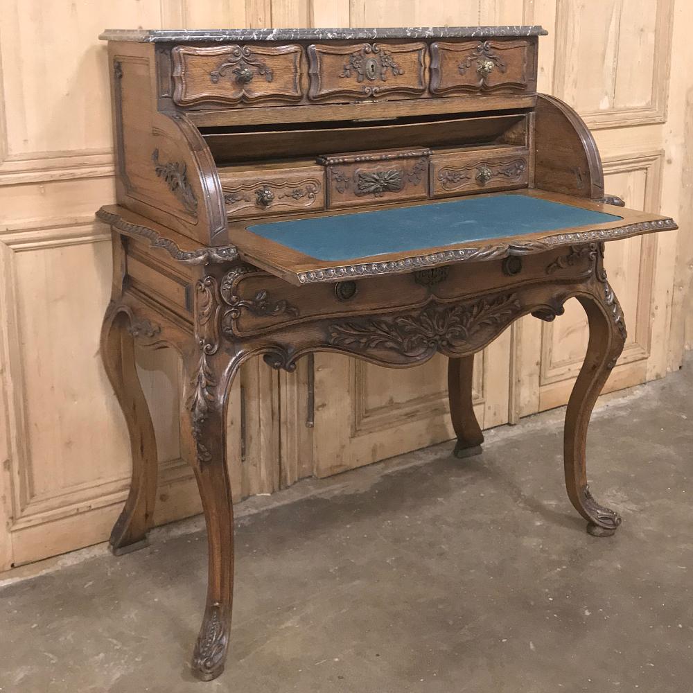 Marble 19th Century French Regence Roll Top Secretary