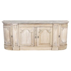 19th Century French Regence Style Bleached Oak Demilune Enfilade Buffet