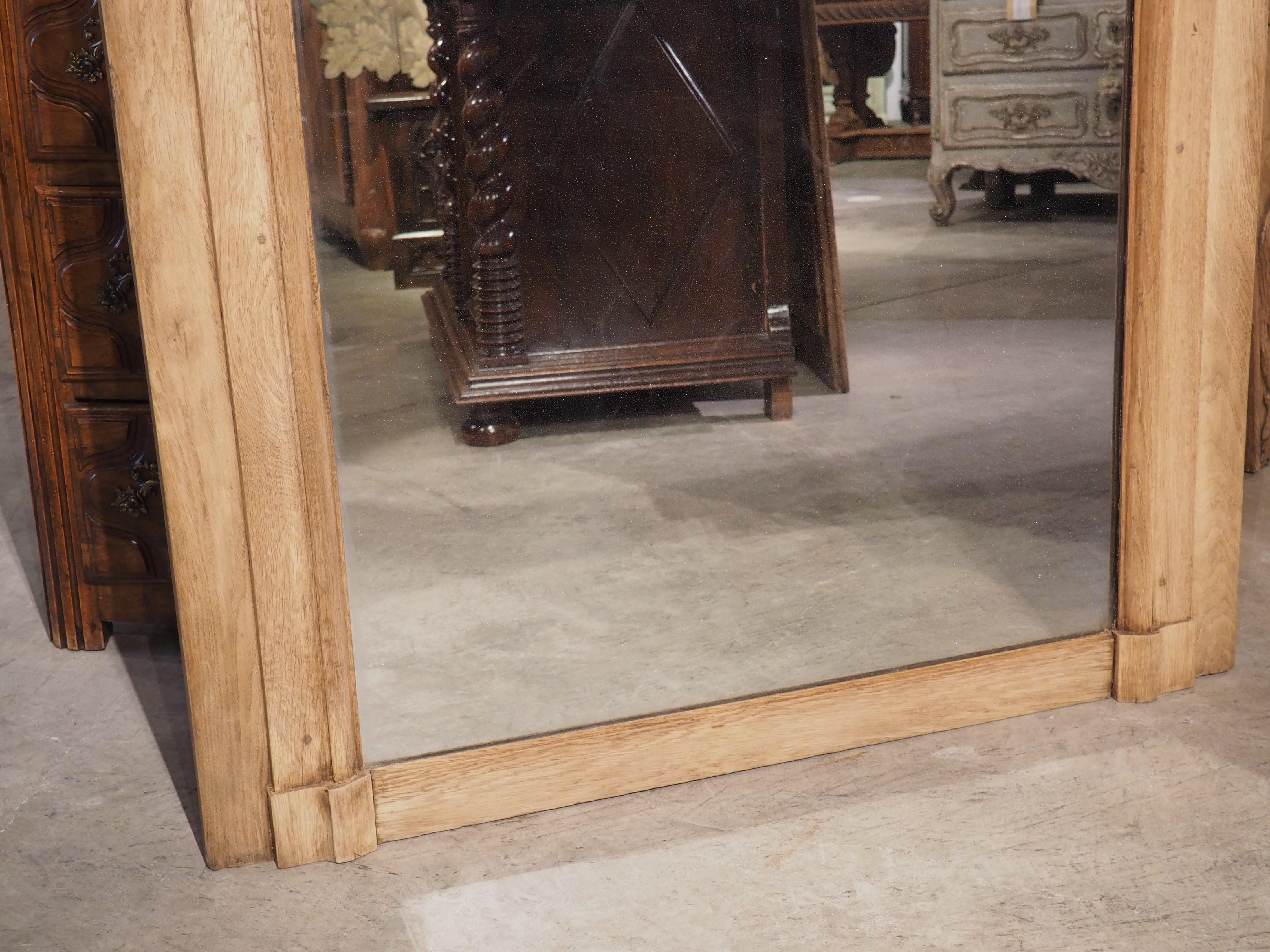 Hand-Carved 19th Century French Regence Style Bleached Oak Trumeau Mirror For Sale