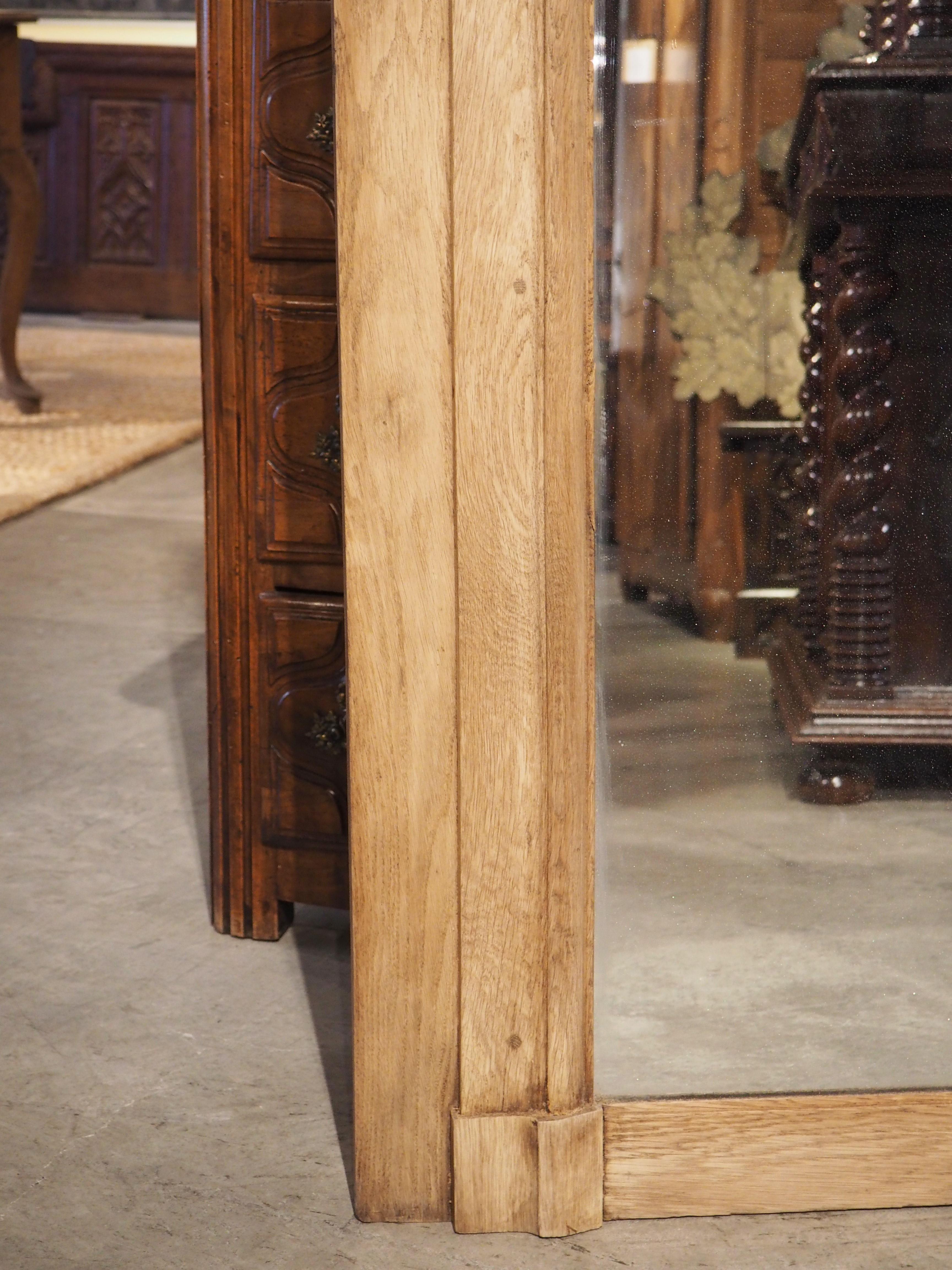 19th Century French Regence Style Bleached Oak Trumeau Mirror For Sale 1