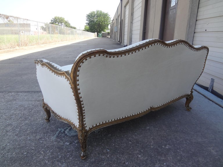 19th Century French Régence Style Giltwood Loveseat or Sofa For Sale 7