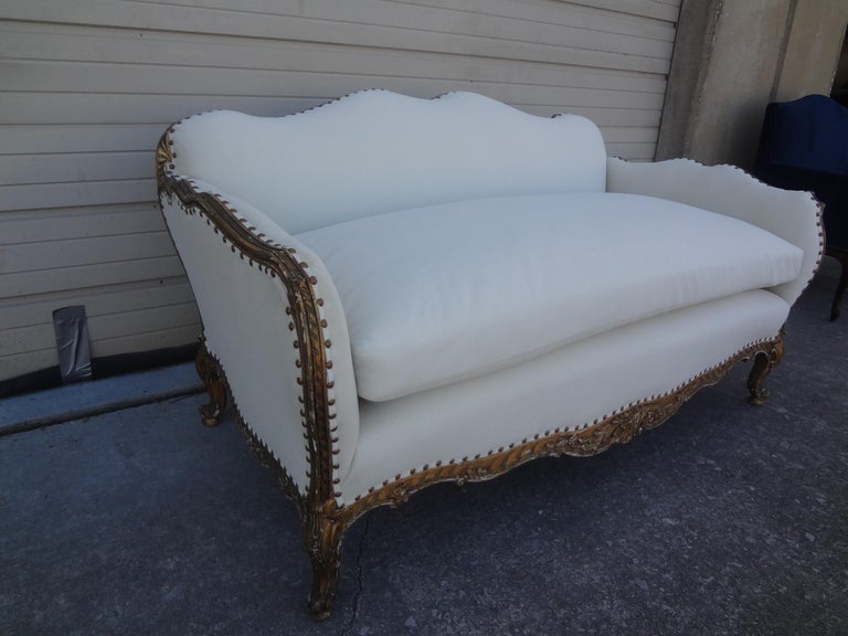 Mid-19th Century 19th Century French Régence Style Giltwood Loveseat or Sofa For Sale