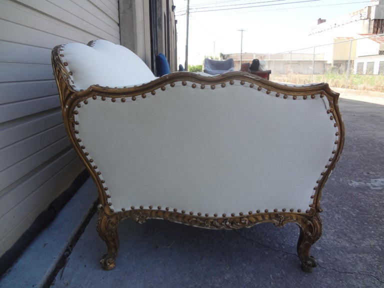 19th Century French Régence Style Giltwood Loveseat or Sofa For Sale 4