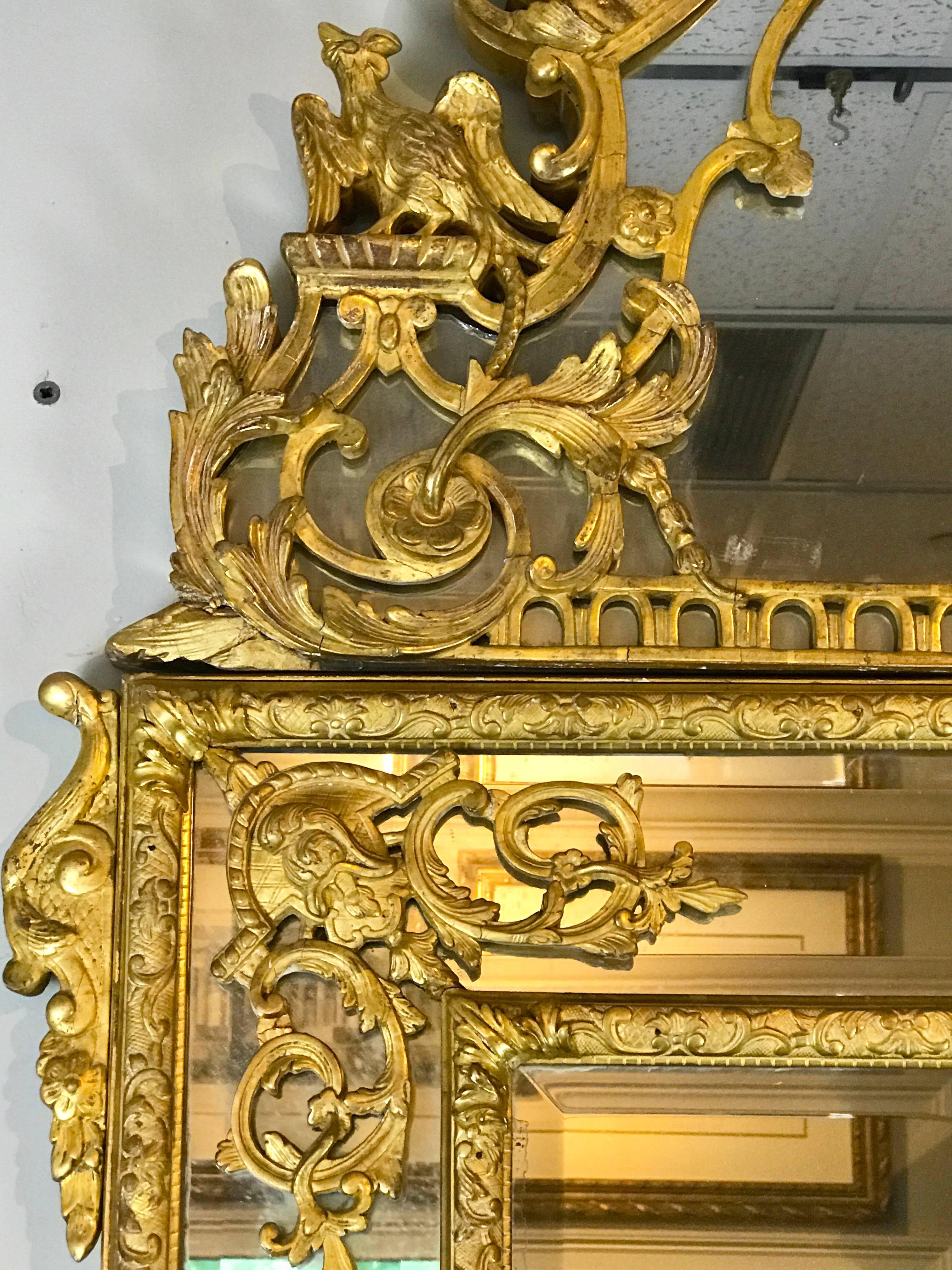 19th Century French Regence Style Giltwood Mirror In Good Condition For Sale In Atlanta, GA