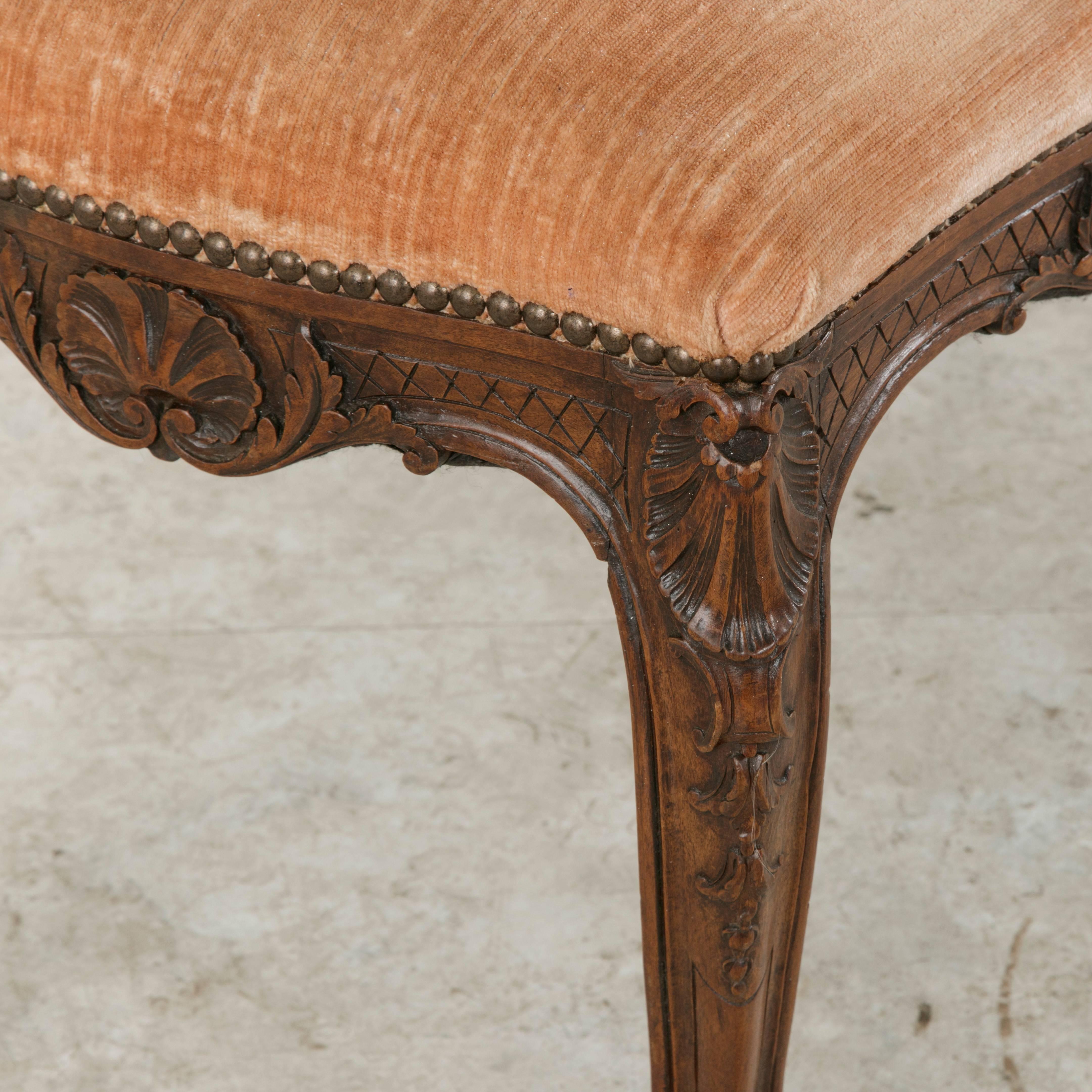 19th Century French Regency Style Hand-Carved Walnut Piano Bench Banquette Stool 6