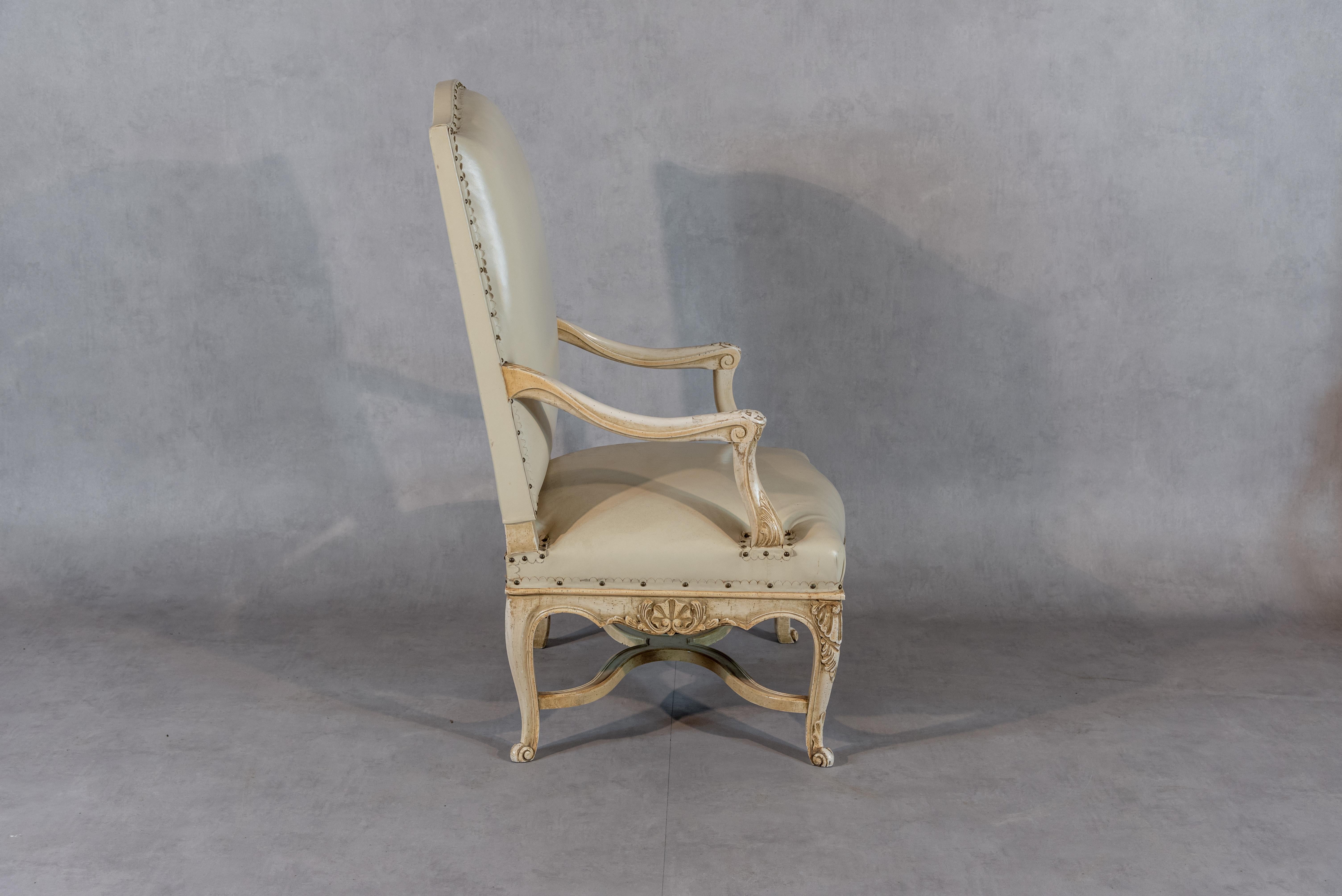 Hand-Carved 19th Century French Regency Style Oak Armchairs