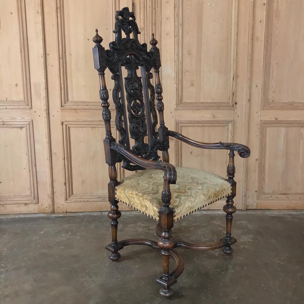 Hand-Carved 19th Century French Renaissance Armchair