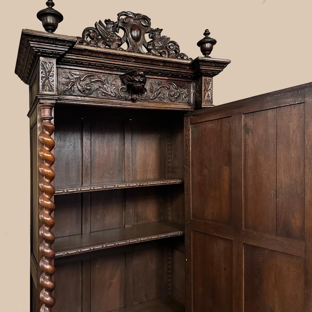 Mirror 19th Century French Renaissance Barley Twist Armoire For Sale